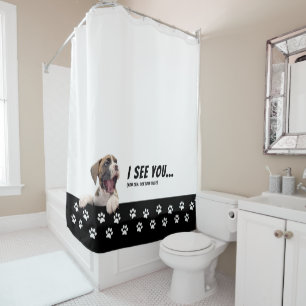 Rideau de douche de chien en boîte