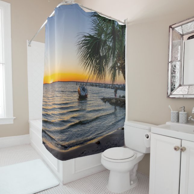 Rideau de douche de coucher de soleil en Floride à (En situation)