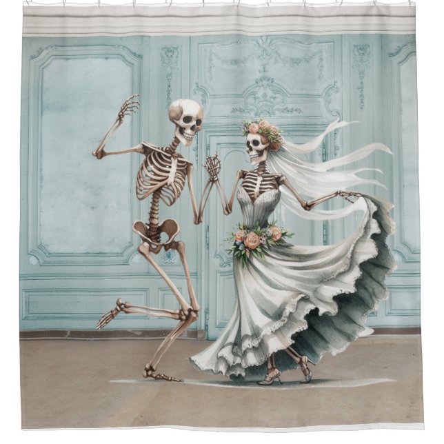 Rideau de douche de danse de mariage de squelette  (Devant)