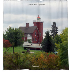 rideau de douche de deux ports Lighthouse & Boat