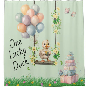 Rideau de douche de fond d'anniversaire Lucky Duck