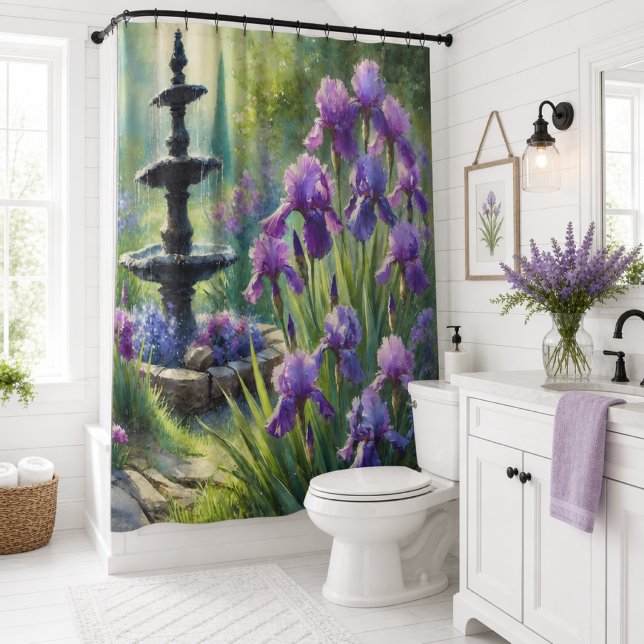 Rideau de douche de jardin de fleurs d'iris violet (Créateur téléchargé)