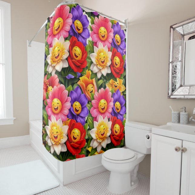 Rideau de douche de jardin floral (En situation)