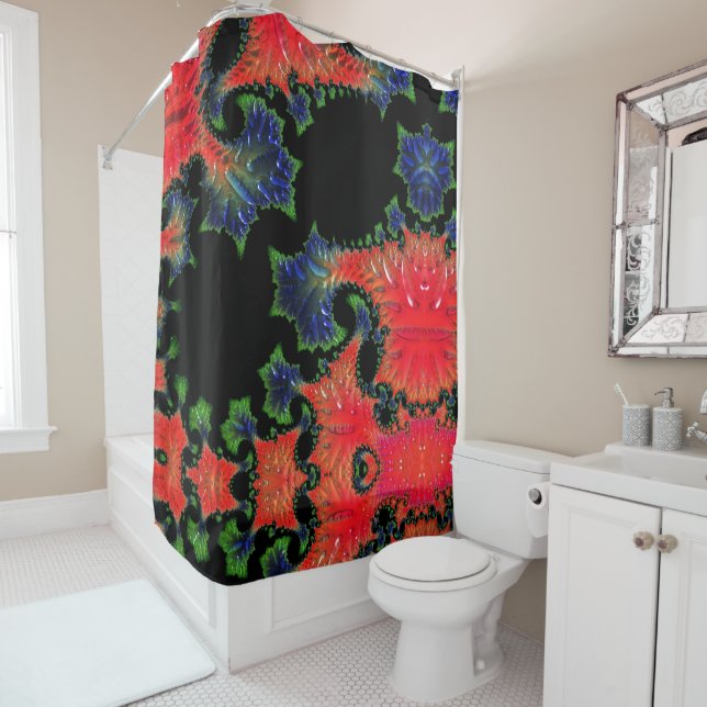 Rideau de douche de jardin Mandelbrot (En situation)