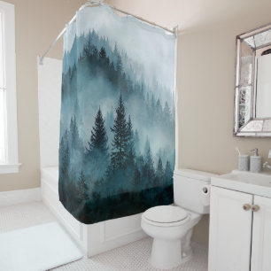 Rideau de douche de la forêt bleue enchantée