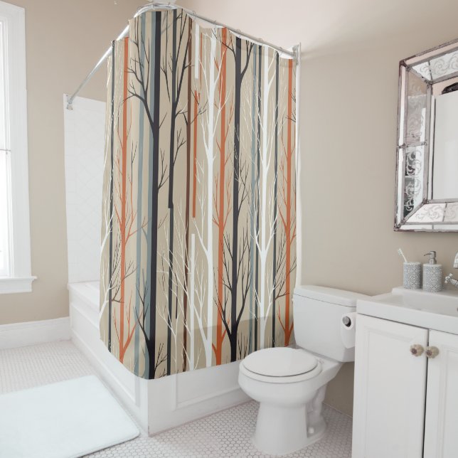 Rideau de douche de la nature scandinave (En situation)