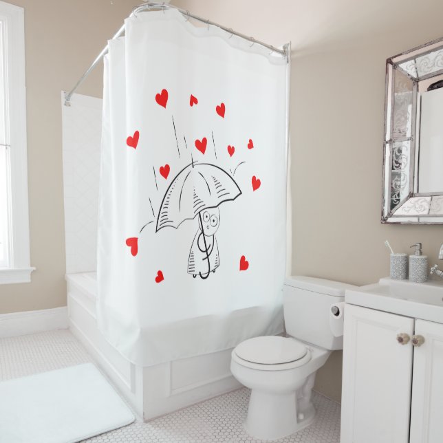 Rideau de douche de la Saint-Valentin, Cœur Rouge  (En situation)