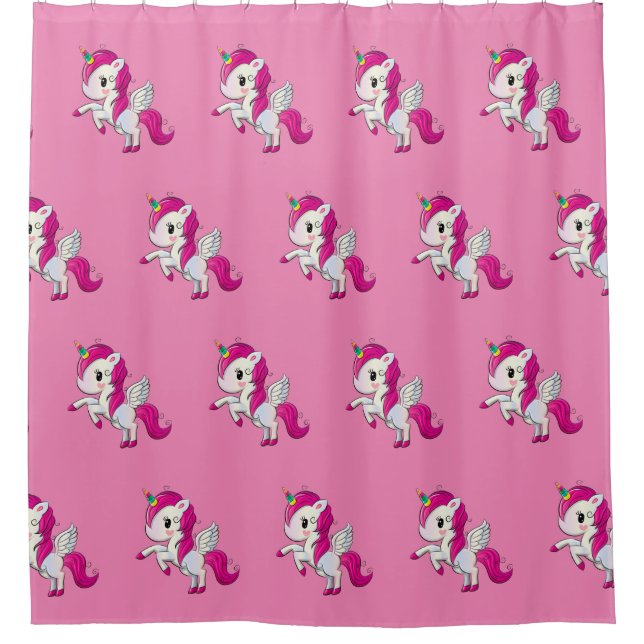 Rideau de douche de luxe Unicorne rose (Devant)