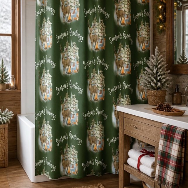 Rideau de douche de Noël Animaux de la forêt (Créateur téléchargé)
