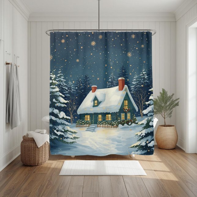 Rideau de douche de Noël Cabine Paisible (Créateur téléchargé)