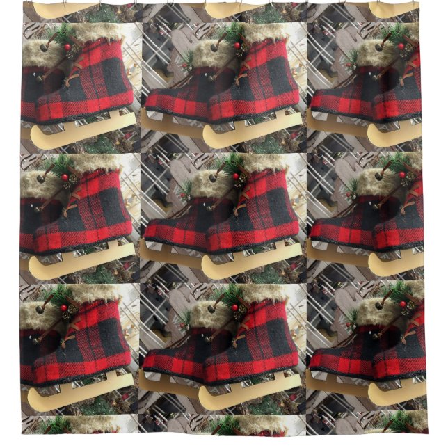 RIDEAU DE DOUCHE DE NOËL DE SKATER GLACE (Devant)