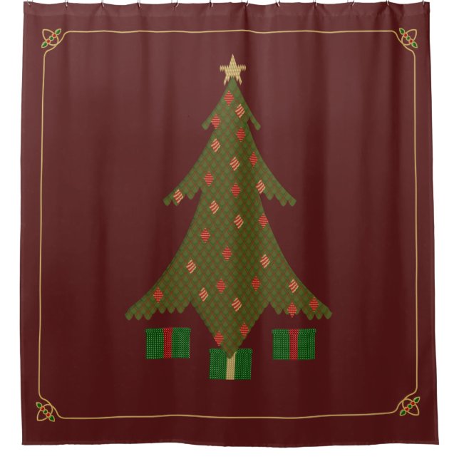 Rideau de douche de Noël doré (Devant)