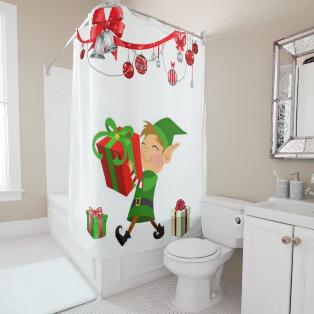 Rideau de douche de Noël, Elfe (En situation)