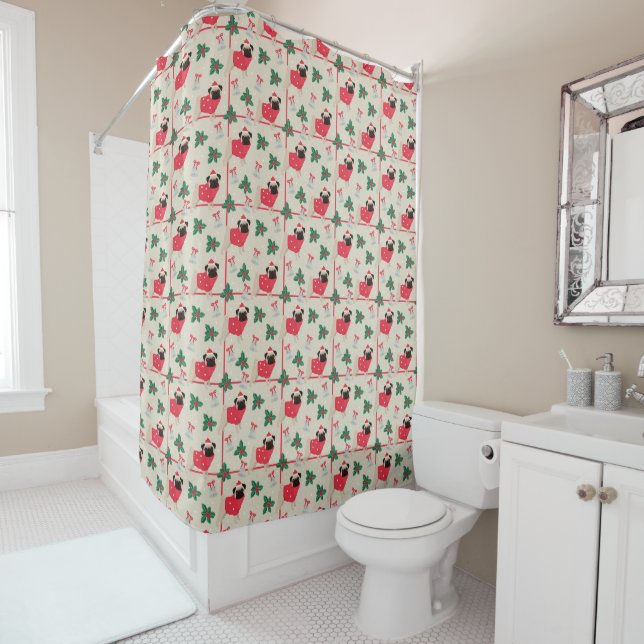 Rideau de douche de Noël gonflé (En situation)