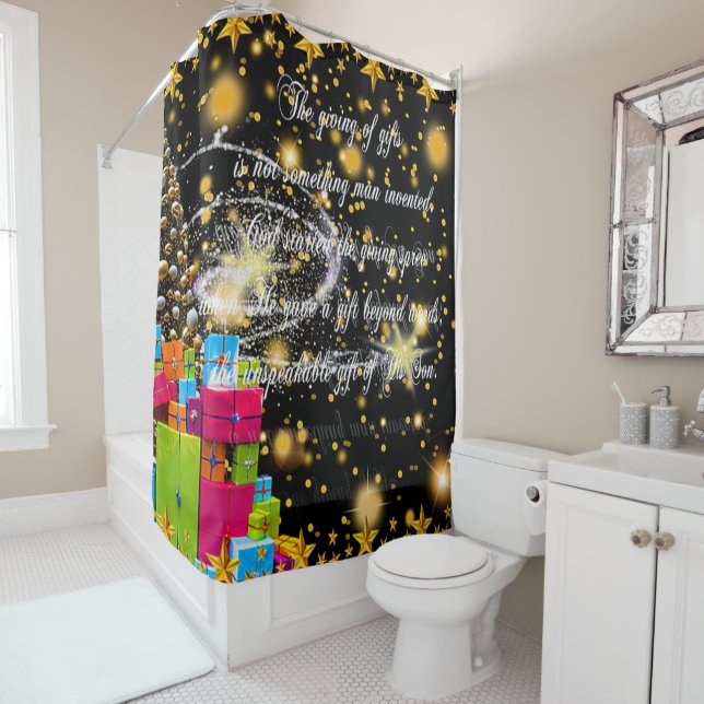 Rideau de douche de Noël inspirant (En situation)