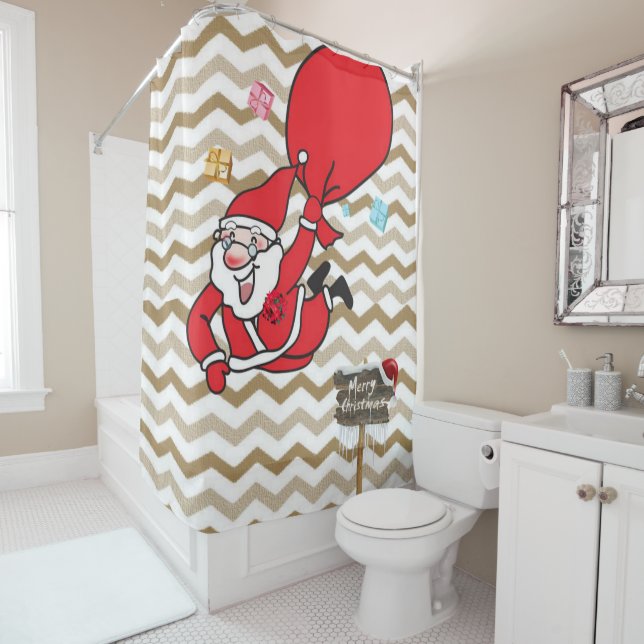 Rideau de douche de Noël, Père Noël (En situation)