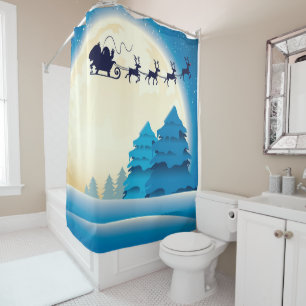 Rideau de douche de Noël/Père Noël et Sleigh