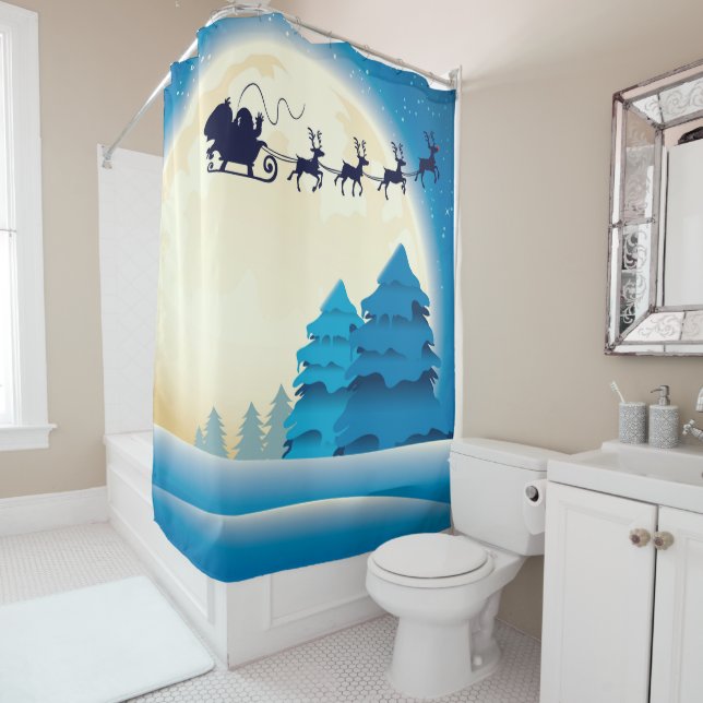 Rideau de douche de Noël/Père Noël et Sleigh (En situation)