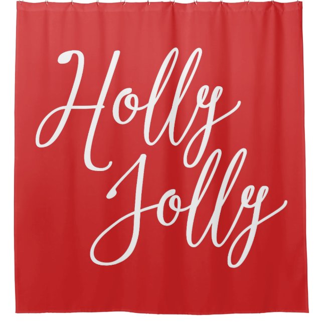 Rideau de douche de Noël Rouge Holly Jolly (Devant)