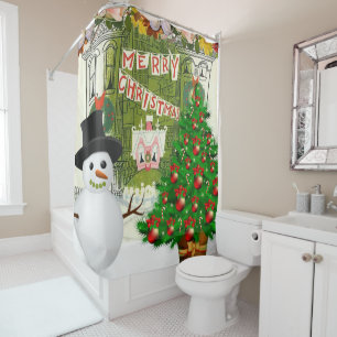 Rideau de douche de Noël, Snowman