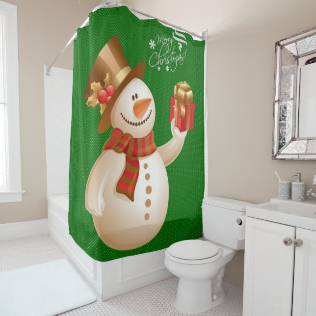 Rideau de douche de Noël, Snowman (En situation)