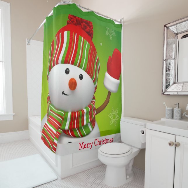 Rideau de douche de Noël/Snowman (En situation)