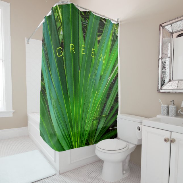 Rideau de douche de palmetto à scie verte (En situation)