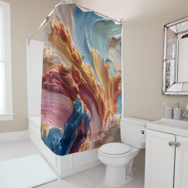 Rideau de douche de peinture abstraite (En situation)