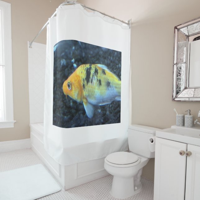 Rideau de douche de poisson rouge (En situation)