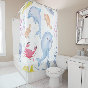 Rideau de douche de poissons colorés modernes naut