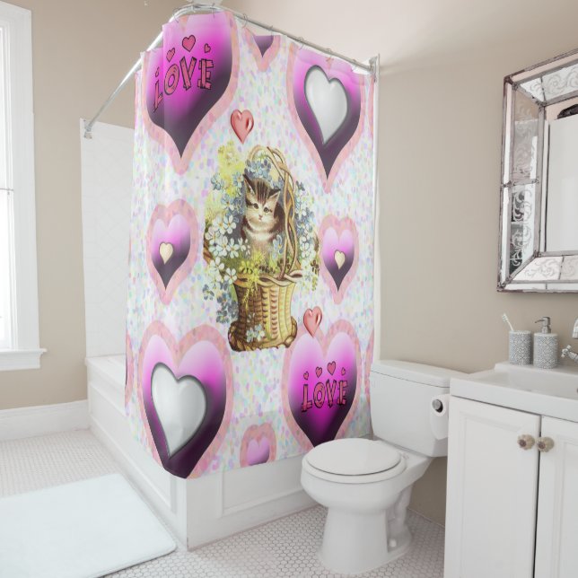 Rideau de douche de Saint Valentin (En situation)