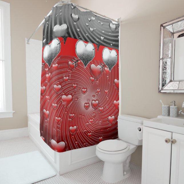 Rideau de douche de Saint Valentin (En situation)