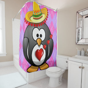 Rideau de douche de Saint Valentin, Penguin