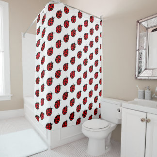Rideau de douche de salle de bain Rouge coccinelle