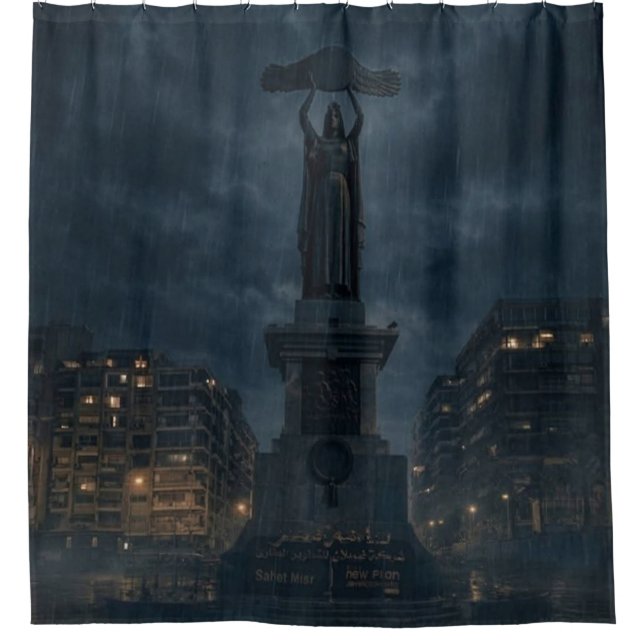 Rideau de douche de statue de ville nocturne mysté (Devant)