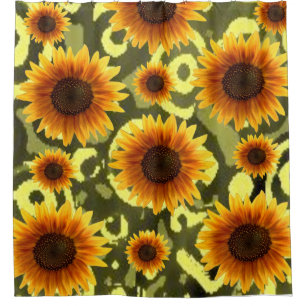 Rideau de douche de tournesol