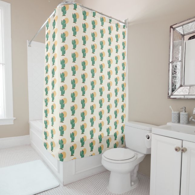 Rideau de douche décoration de maison Cactus Migno (En situation)