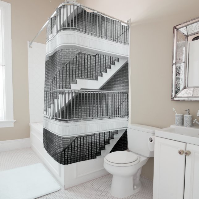 Rideau de douche d'escalier (En situation)