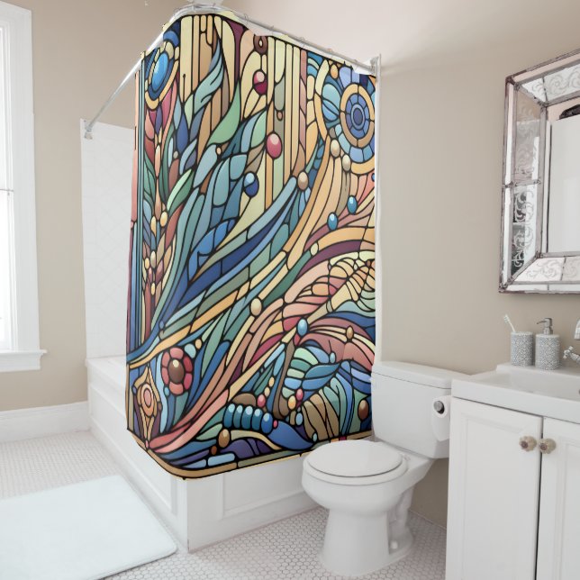 Rideau de douche design Art déco (En situation)