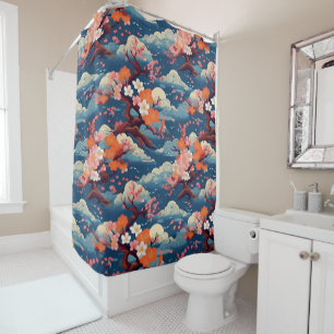 rideau de douche design motif japonais