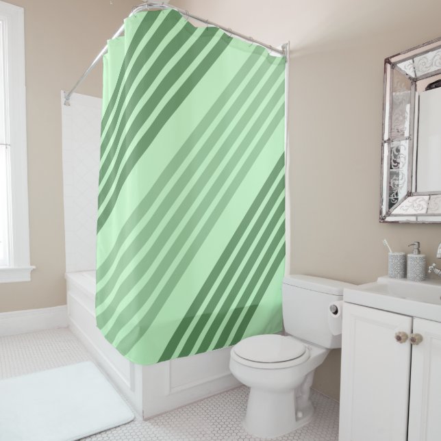Rideau de douche diagonale vert (En situation)