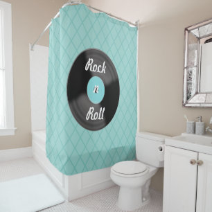 Rideau de douche disque Rock n Roll