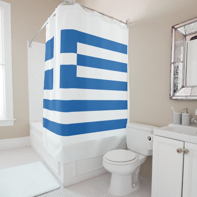 Rideau de douche drapeau grec (En situation)