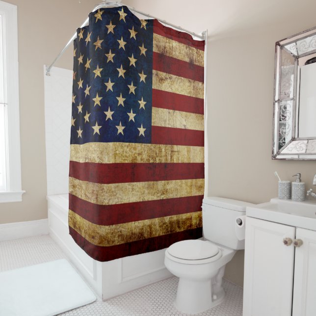 Rideau de douche drapeau USA / Grunged (En situation)