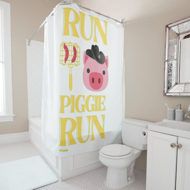 rideau de douche drôle "COUN PIGGIE" (En situation)