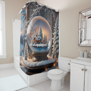 Rideau de douche du Globe des neiges d'hiver