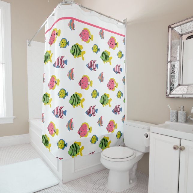 Rideau de douche École de poissons pour enfants (En situation)