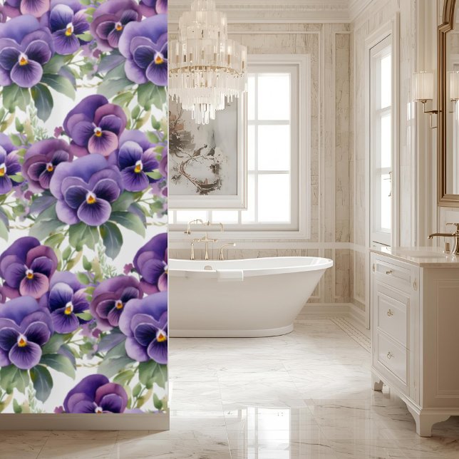 Rideau de douche élégant aux pensées violettes (Créateur téléchargé)