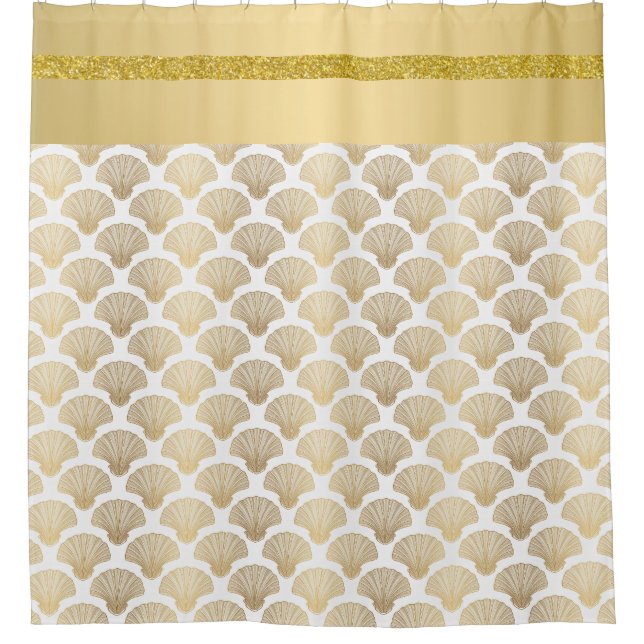 Rideau de douche élégant en coquillages dorés (Devant)
