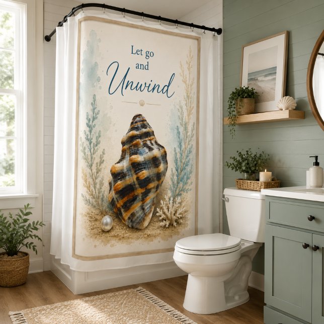 Rideau de douche Elégante Sérénité Coquillage (Créateur téléchargé)